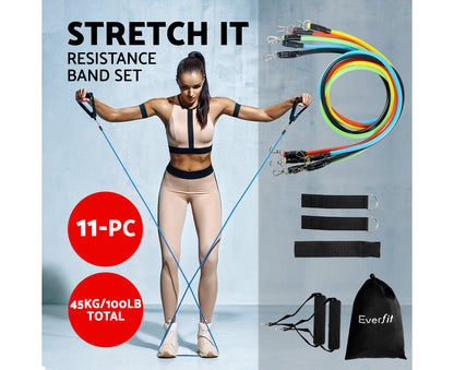 Resistance Bands Set 11 PCS Yoga Pilates Abs Exercise Fitness Tube Workout Band